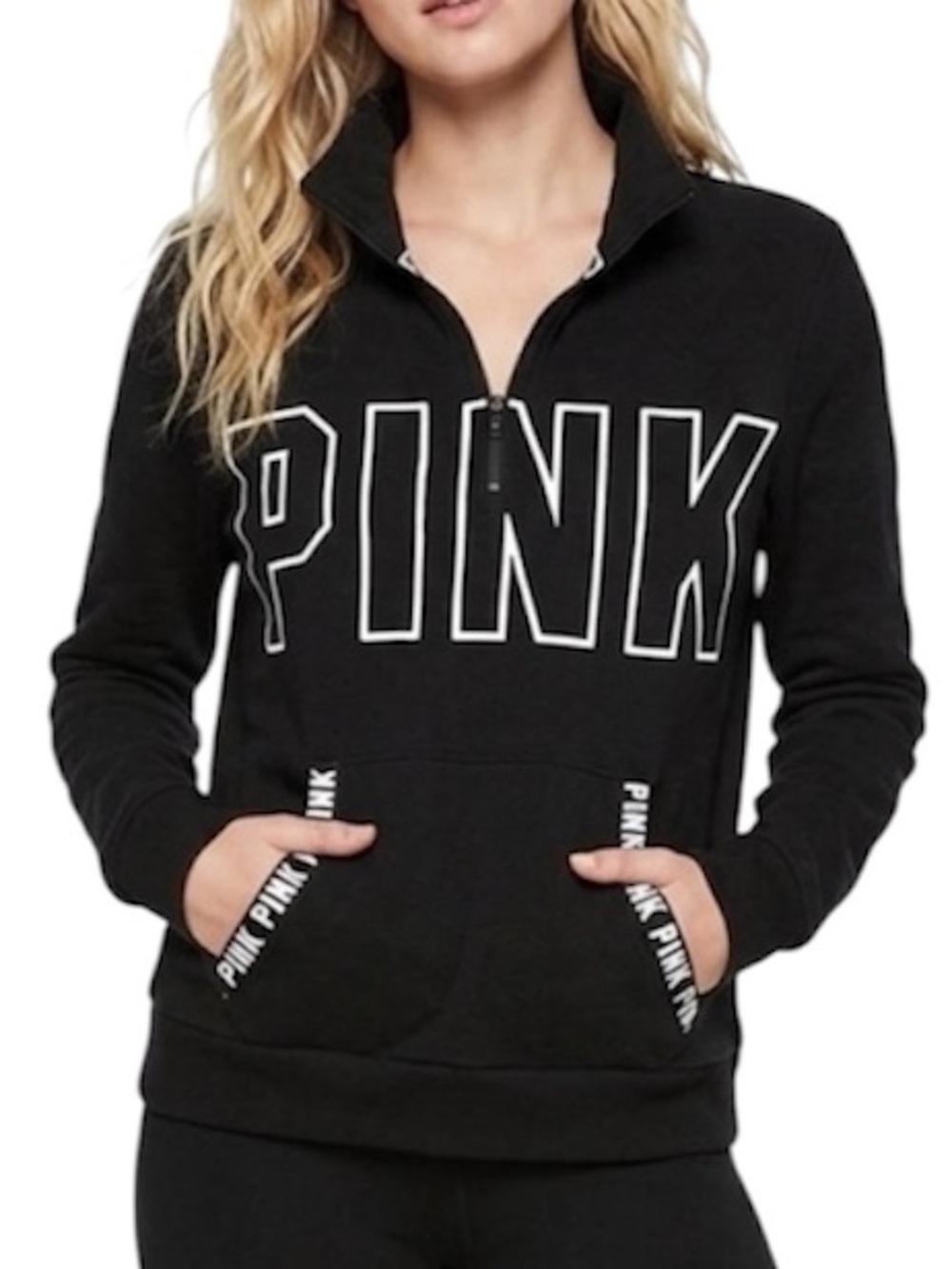 PINK Logo Half Zip Athletic Sweatshirt